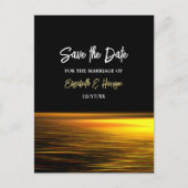 Gouden Oceaan, Elegant Strand Bruiloft Save The Da Aankondigingskaart (Voorkant)