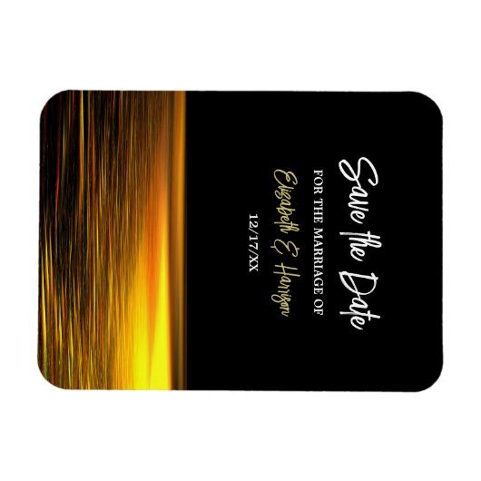 Gouden Oceaan, Elegant Strand Bruiloft Save the Da Magneet (Horizontaal)