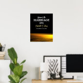 Gouden Oceaan, Elegant Strand Bruiloft Welkom Poster (Thuiskantoor)