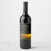 Gouden Oceaan, Elegant Strand Bruiloft Wijn Etiket (Voorkant)