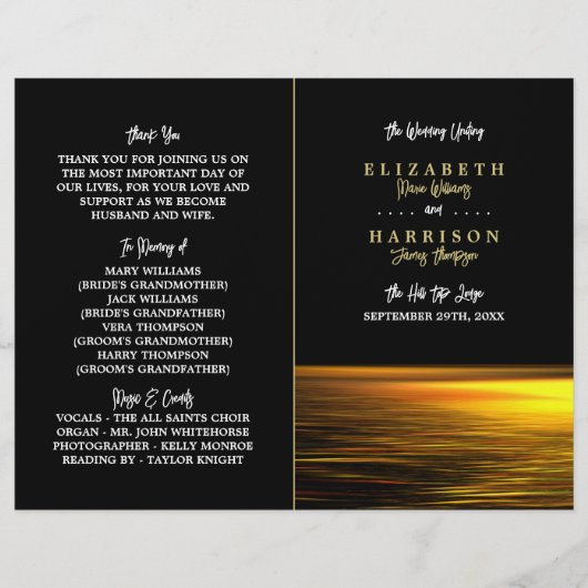 Gouden Oceaan, Elegant Strand Huwelijksprogramma (Voorkant)