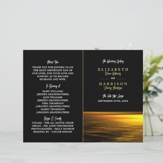 Gouden Oceaan, Elegant Strand Huwelijksprogramma (Staand voorkant)