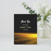 Gouden Oceaan, Elegante Strand Bruiloft Dank u Briefkaart (Staand voorkant)