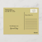 Gouden Oceaan, Elegante Strand Bruiloft Dank u Briefkaart (Achterkant)