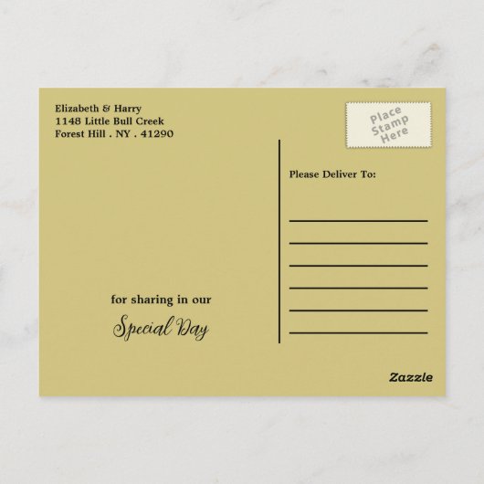 Gouden Oceaan, Elegante Strand Bruiloft Dank u Briefkaart (Achterkant)