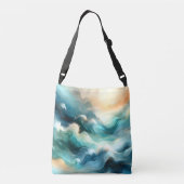 Gouden Oceaangolf Abstracte Golven Crossbody Tas (Achterkant)