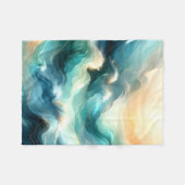 Gouden Oceaangolf Abstracte Golven Fleece Deken (Voorkant (Horizontaal))