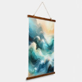 Gouden Oceaangolf Abstracte Golven Hangend Wandkleed (Gebogen)