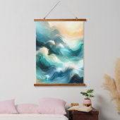 Gouden Oceaangolf Abstracte Golven Hangend Wandkleed (Slaapkamer)