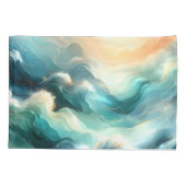 Gouden Oceaangolf Abstracte Golven Kussensloop (Achterkant)
