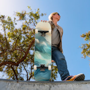 Gouden Oceaangolf Abstracte Golven Persoonlijk Skateboard