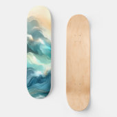 Gouden Oceaangolf Abstracte Golven Persoonlijk Skateboard (Voorkant)