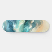 Gouden Oceaangolf Abstracte Golven Persoonlijk Skateboard (Horizontaal)