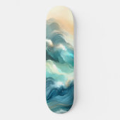 Gouden Oceaangolf Abstracte Golven Persoonlijk Skateboard (Voorkant)