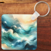 Gouden Oceaangolf Abstracte Golven Sleutelhanger (Achterkant)