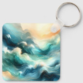 Gouden Oceaangolf Abstracte Golven Sleutelhanger (Achterkant)