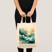 Gouden Oceaangolf Abstracte Golven Tote Bag (Voorkant (product))