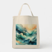 Gouden Oceaangolf Abstracte Golven Tote Bag (Achterkant)