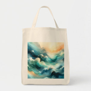 Gouden Oceaangolf Abstracte Golven Tote Bag