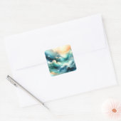 Gouden Oceaangolf Abstracte Golven Vierkante Sticker (Envelop)