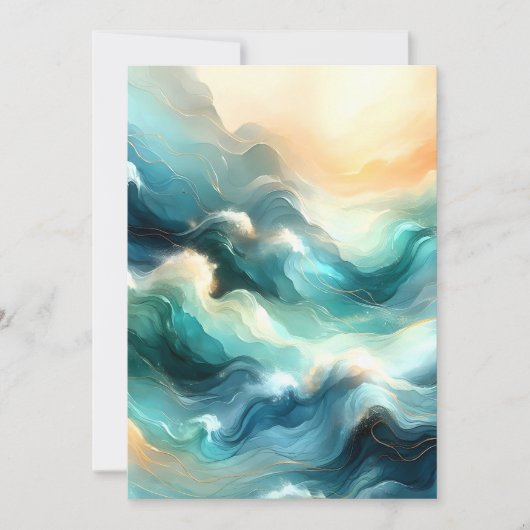 Gouden Oceaanstroom Abstracte Golven Aankondiging (Voorkant)