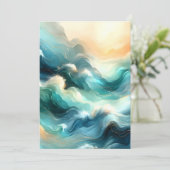 Gouden Oceaanstroom Abstracte Golven Aankondiging (Staand voorkant)