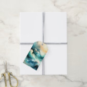 Gouden Oceaanstroom Abstracte Golven Cadeaulabel (Met Touw)