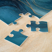 Gouden Oceaanstroom Abstracte Golven Legpuzzel (Zijkant)
