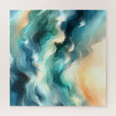 Gouden Oceaanstroom Abstracte Golven Legpuzzel (Horizontaal)