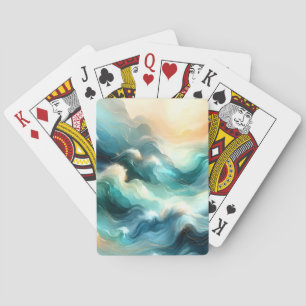 Gouden Oceaanstroom Abstracte Golven Pokerkaarten