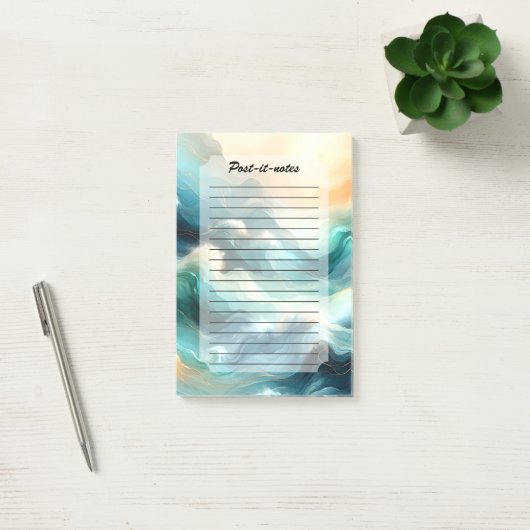 Gouden Oceaanstroom Abstracte Golven Post-it® Notes (Kantoor)