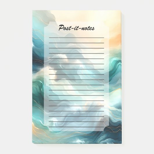 Gouden Oceaanstroom Abstracte Golven Post-it® Notes (Voorkant)