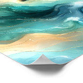 Gouden Oceaanstroom Abstracte Golven Poster (Hoek)