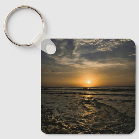 Gouden Oceanzonsondergang Sleutelhanger (Voorkant)