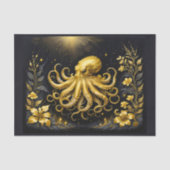 Gouden octopus op zwarte achtergrond tissuepapier (Voorkant)