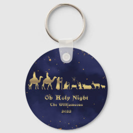Gouden Oh Heilige Sterrennacht Kerst Keramiek Sleutelhanger