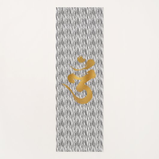 Gouden "Ohm" symbool op zwart Zig Zag patroon Yogamat (Voorkant)