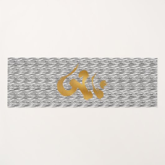 Gouden "Ohm" symbool op zwart Zig Zag patroon Yogamat (Voorkant (horizontaal))