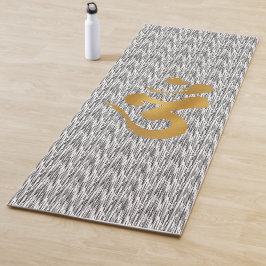 Gouden "Ohm" symbool op zwart Zig Zag patroon Yogamat