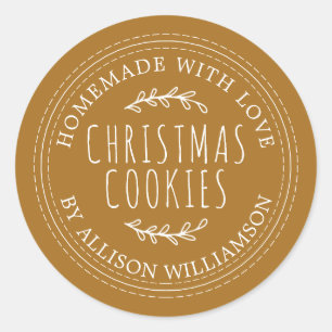 Gouden Oker Rustieke Thuisgebakken Kerstkoekjes Ronde Sticker