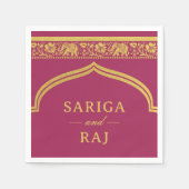 Gouden olifant en lotus bloem Mundap boog bruiloft Servet (Voorkant)