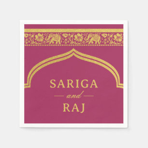 Gouden olifant en lotus bloem Mundap boog bruiloft Servet