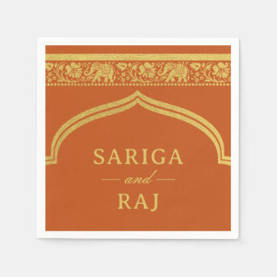 Gouden olifant en lotus bloem Mundap boog bruiloft Servet