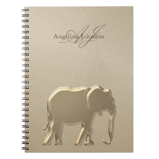 Gouden Olifant Luxe Monogram Notitieboek (Voorkant)