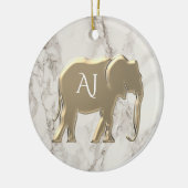 Gouden Olifant Marmeren Monogram Keramisch Ornament (Links)