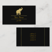 Gouden olifant op zwart visitekaartje (Voorkant / Achterkant)