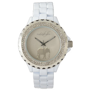 Gouden Olifant Stijlvol Glam Elegant Monogram Horloge