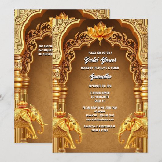 Gouden olifanten lotusbloem Aziatisch Hindoeïsme H Kaart (Voorkant / Achterkant)