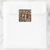 Gouden Olifanten Vierkante Sticker (Tas)