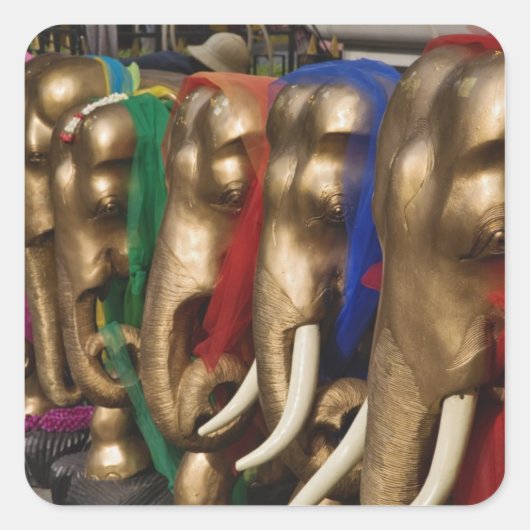 Gouden Olifanten Vierkante Sticker (Voorkant)